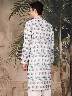 Multicolor silk blend solid kurta for men 4
