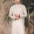 Beige silk blend solid kurta for men