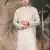 Beige silk blend solid kurta for men