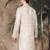 Beige silk blend solid kurta for men