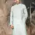 Green silk blend solid kurta for men