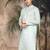 Green silk blend solid kurta for men