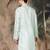 Green silk blend solid kurta for men