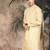 Yellow silk blend solid kurta for men
