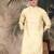 Yellow silk blend solid kurta for men