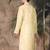 Yellow silk blend solid kurta for men