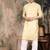 Yellow silk blend solid kurta for men