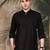 Black silk blend solid Short kurta for men