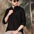 Black silk blend solid Short kurta for men