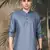 grey silk blend embroidered Short kurta for men