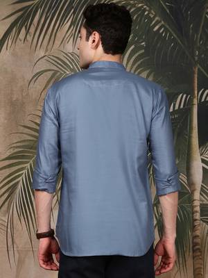 grey silk blend embroidered Short kurta for men 4