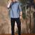 grey silk blend embroidered Short kurta for men