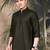 Green silk blend embroidered Short kurta for men