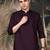 Purple silk blend embroidered Short kurta for men