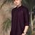Purple silk blend embroidered Short kurta for men