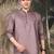 Brown silk blend embroidered Short kurta for men