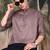 Brown silk blend embroidered Short kurta for men