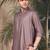 Brown silk blend embroidered Short kurta for men