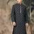 Grey silk blend embroidered kurta for men
