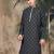 Grey silk blend embroidered kurta for men