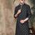 Grey silk blend embroidered kurta for men