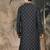 Grey silk blend embroidered kurta for men