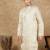 Beige rayon floral kurta for men