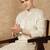 Beige rayon floral kurta for men