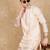 Pink rayon floral kurta for men