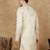 Beige rayon floral kurta for men