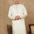 Cream polysilk sequins kurta for men