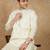 Cream polysilk sequins kurta for men