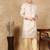 Pink rayon floral kurta for men