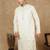 Cream polysilk sequins kurta for men