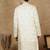 Cream polysilk sequins kurta for men