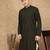 Green jaquard floral kurta for men
