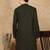 Green jaquard floral kurta for men