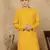 Mustard jaquard floral kurta for men