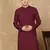 Maroon cotton blend solid kurta for men