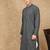 Grey cotton blend solid kurta for men