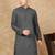 Grey cotton blend solid kurta for men
