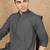 Grey cotton blend solid kurta for men