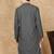 Grey cotton blend solid kurta for men