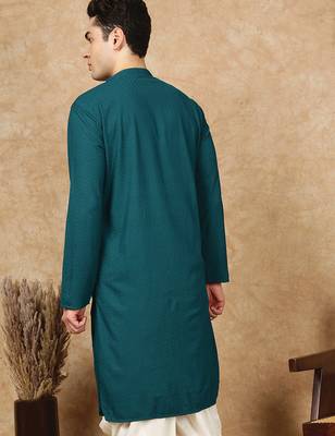 Firozi cotton blend solid kurta for men 4