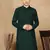 Green cotton blend solid kurta for men
