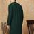 Green cotton blend solid kurta for men
