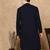 Blue cotton blend solid kurta for men