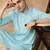 Green cotton blend solid kurta for men