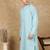 Green cotton blend solid kurta for men