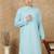 Green cotton blend solid kurta for men